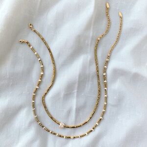 Anthropologie Set of Two Gold Beaded Pearl Necklaces | NWT